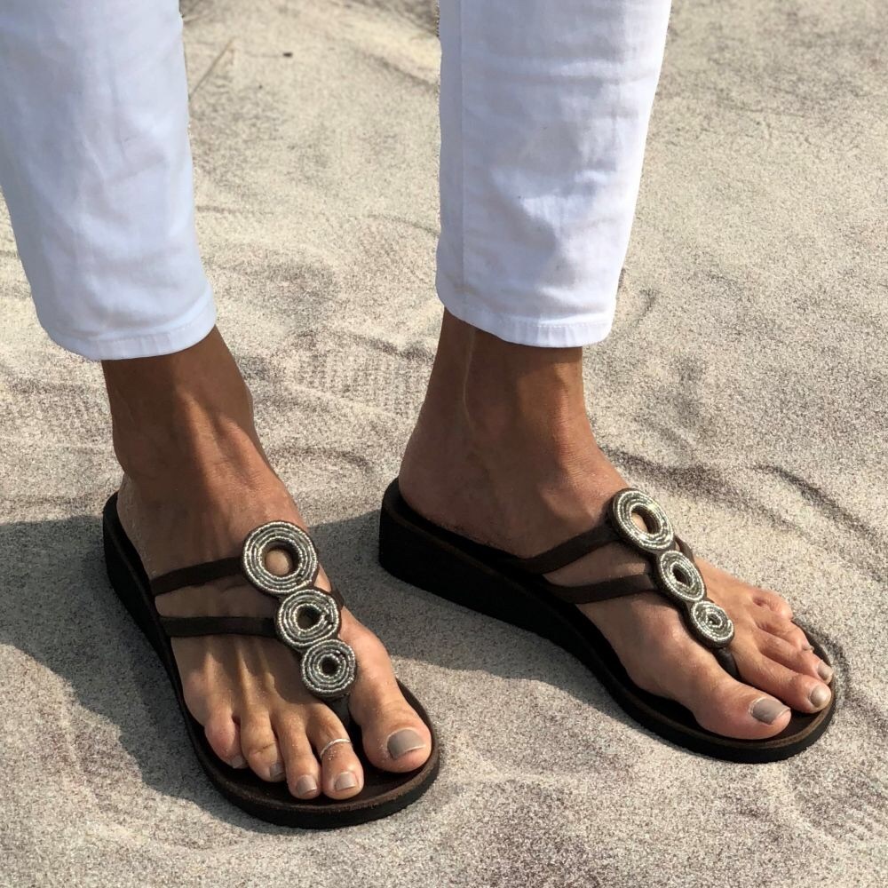 Global Girls Triple O Silver wedge sandals